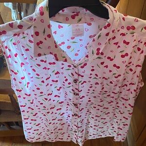 No Boundaries Cherry Print Button Down Shirt - Pink and Red